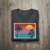 Load image into Gallery viewer, Sunset Lover Beach Shirt for Ocean Vibes-Premium Unisex V-Neck T-Shirt