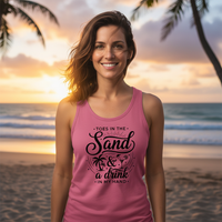 Load image into Gallery viewer, Sand &amp; a Drink Slim Fit Tank Top for Active Women – Stylish Racerback Design