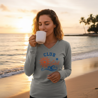 Load image into Gallery viewer, Sun Loving Beach Mom V-Neck – Long Sleeve Performance Top for Outdoor Adventures