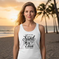 Load image into Gallery viewer, Sand &amp; a Drink Slim Fit Tank Top for Active Women – Stylish Racerback Design